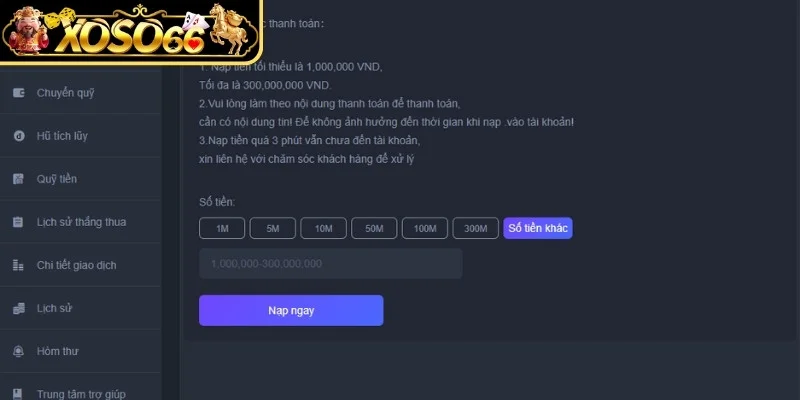 Quy định khi nạp tiền Xoso66 hiện nay